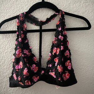 PINK Black/Pink Lace Bralette Size M